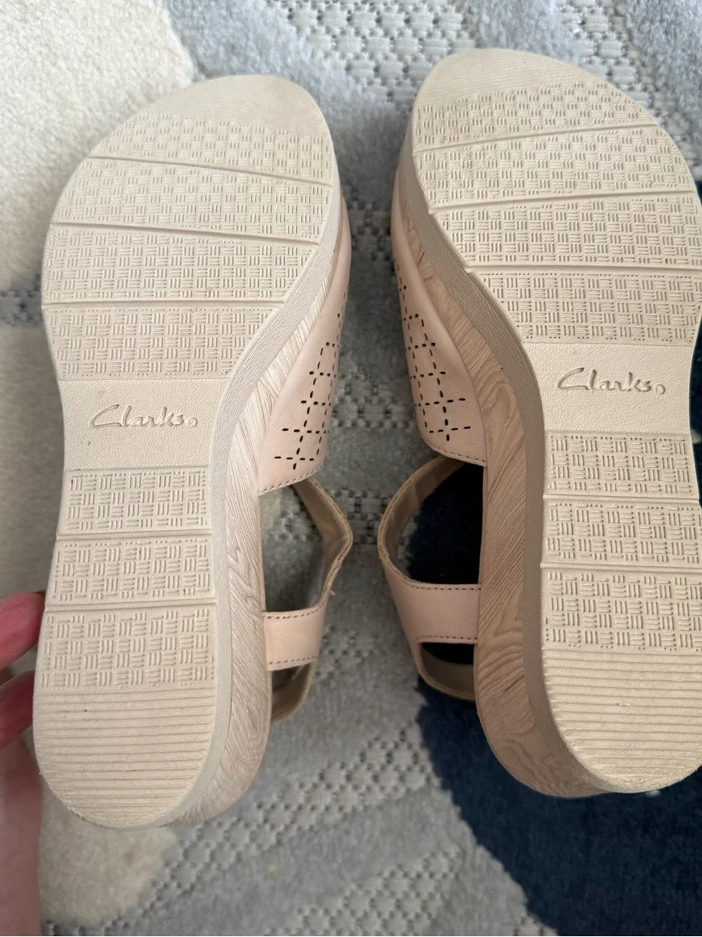 Clarks cream Perforated Slingback Wedge Sandals